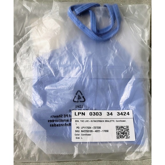 Fabletics Large Live In Racerback Bralette Cornflower Blue NWT - Picture 5 of 10